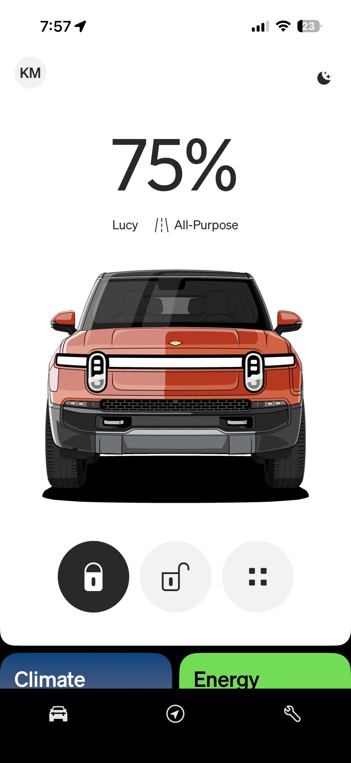 Rivian Mobile App - Parked